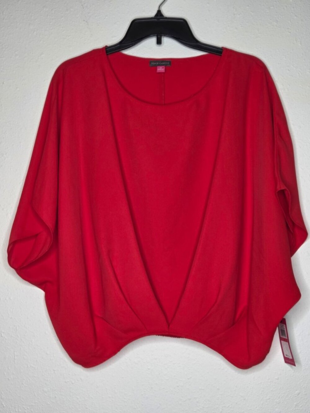 Vince Camuto Draped Batwing Sleeve Top - Ultra Red